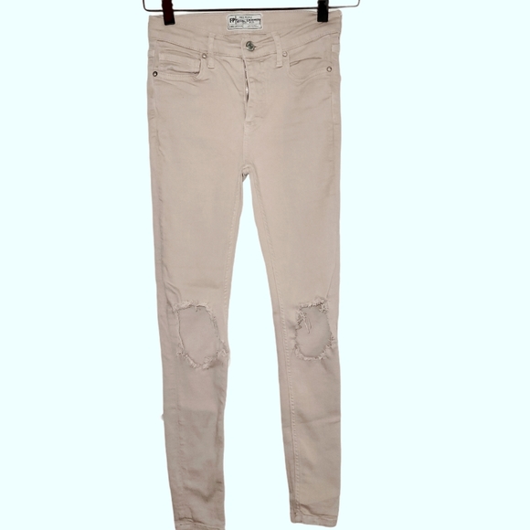 Free People Distressed Blush Skinny Jeans